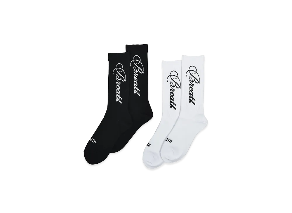 BREATH Script Logo Socks 2Pack "Black/White"