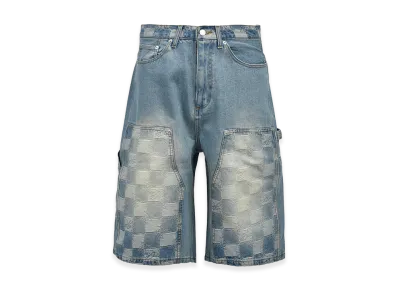 BREATH Block Check Double Knee Denim Shorts "Indigo"