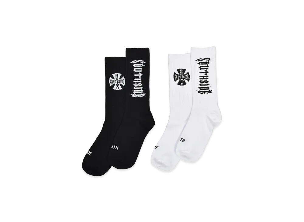 BREATH Southside Cross Socks 2Pack "Black/White"