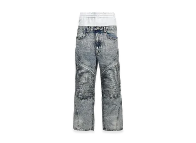 BREATH Layered Biker Denim Pants "Indigo"