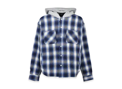 BREATH Check Hood Shirt "Blue"
