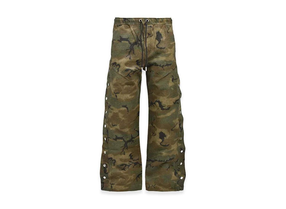 BREATH New Rich Side Button Coating Camo Pants 