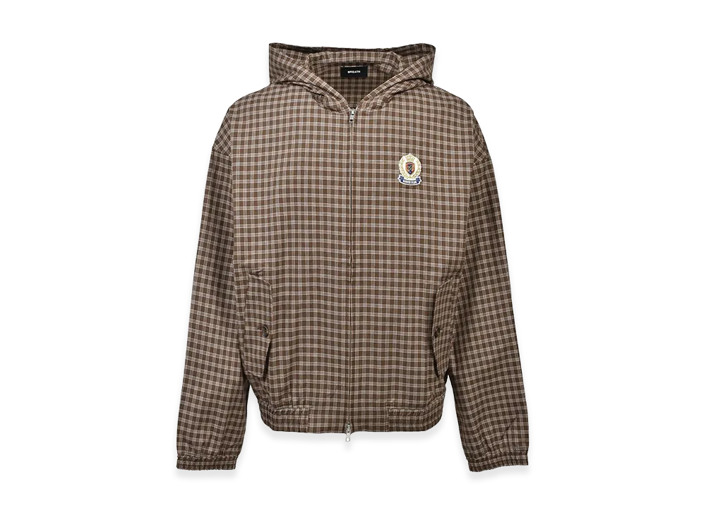BREATH Emblem Logo Check Zip Up Hoodie "Brown"