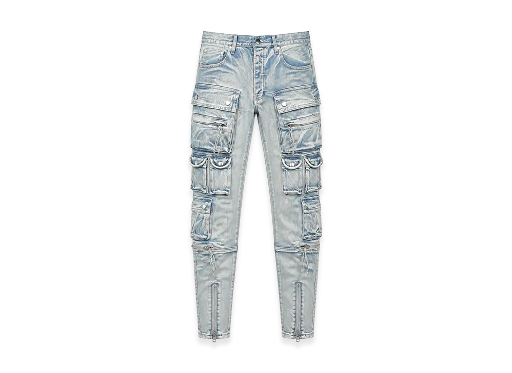 BREATH Coating Slim Cargo Pants "Indigo"