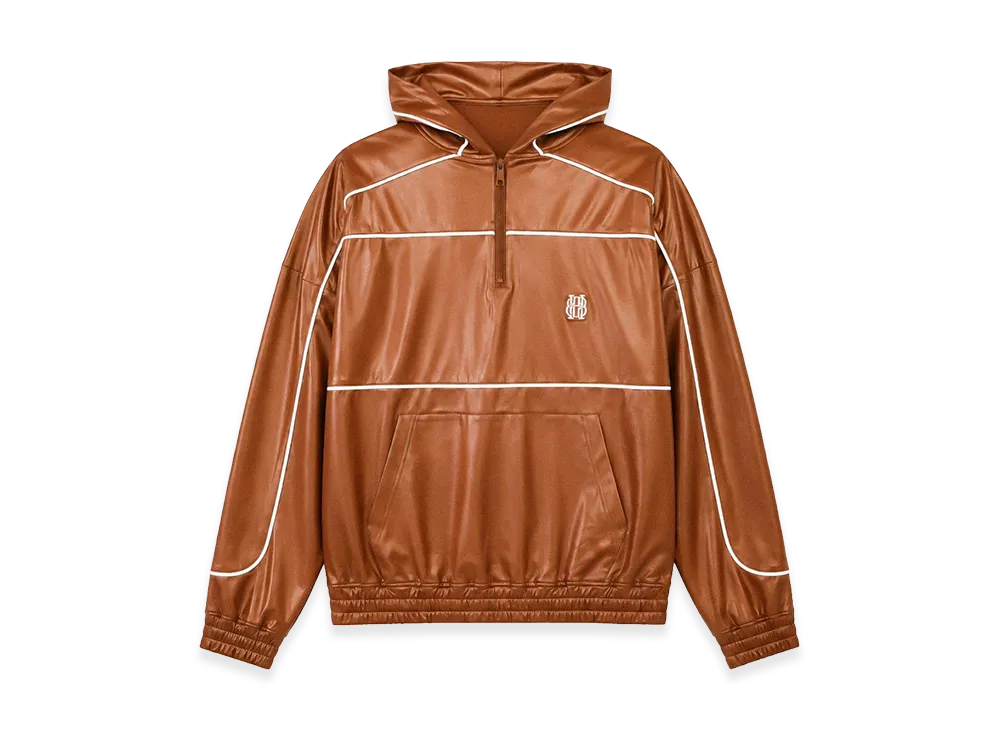 BREATH Piping Coating Half Zip Hoodie "Brown"