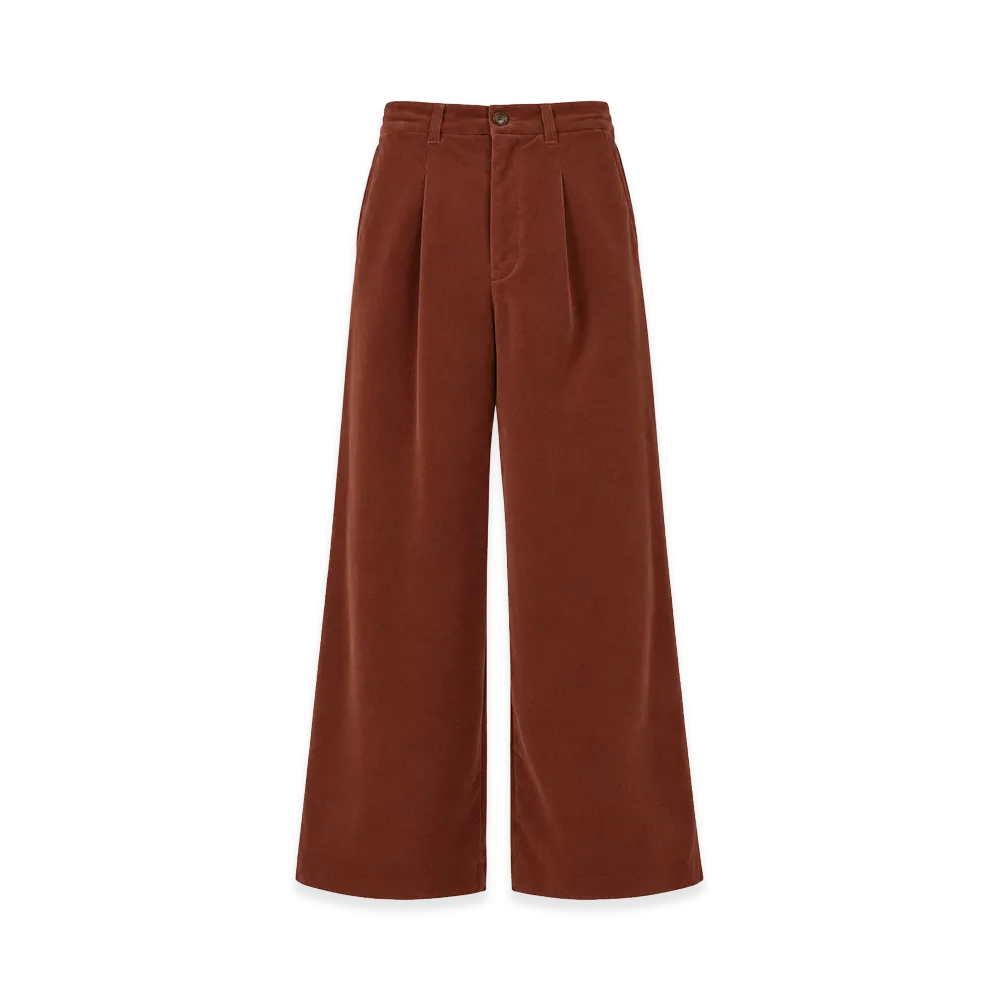 BREATH Velvet Tuck Wide Slacks "Brown"