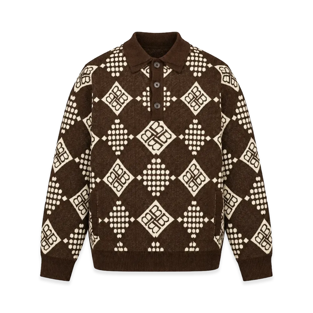 BREATH Diamond Knit Polo Shirt "Brown"