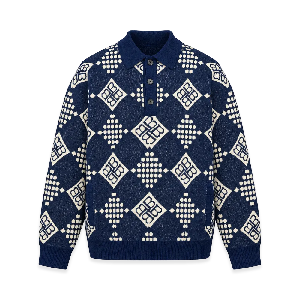 BREATH Diamond Knit Polo Shirt "Navy"