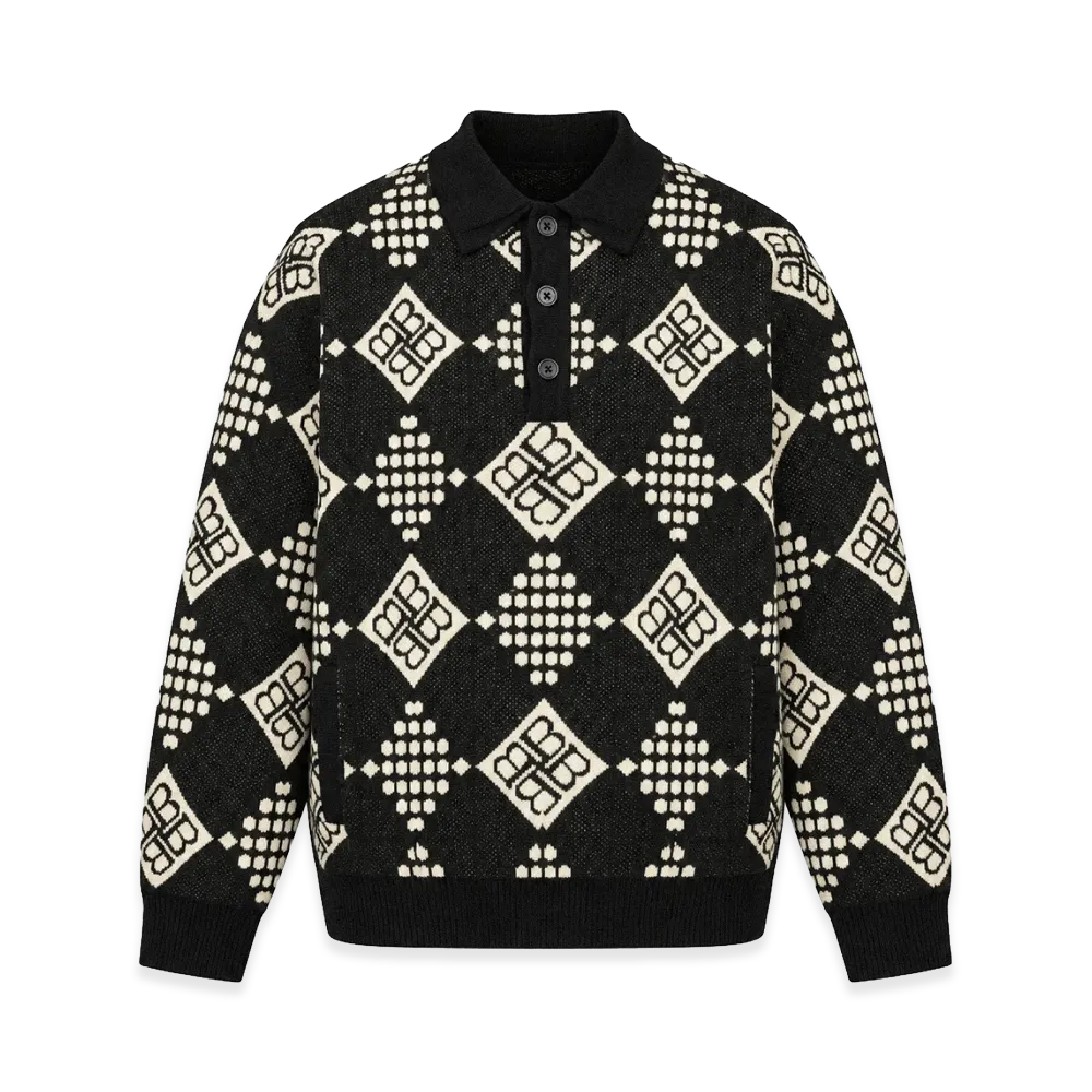 BREATH Diamond Knit Polo Shirt "Black"