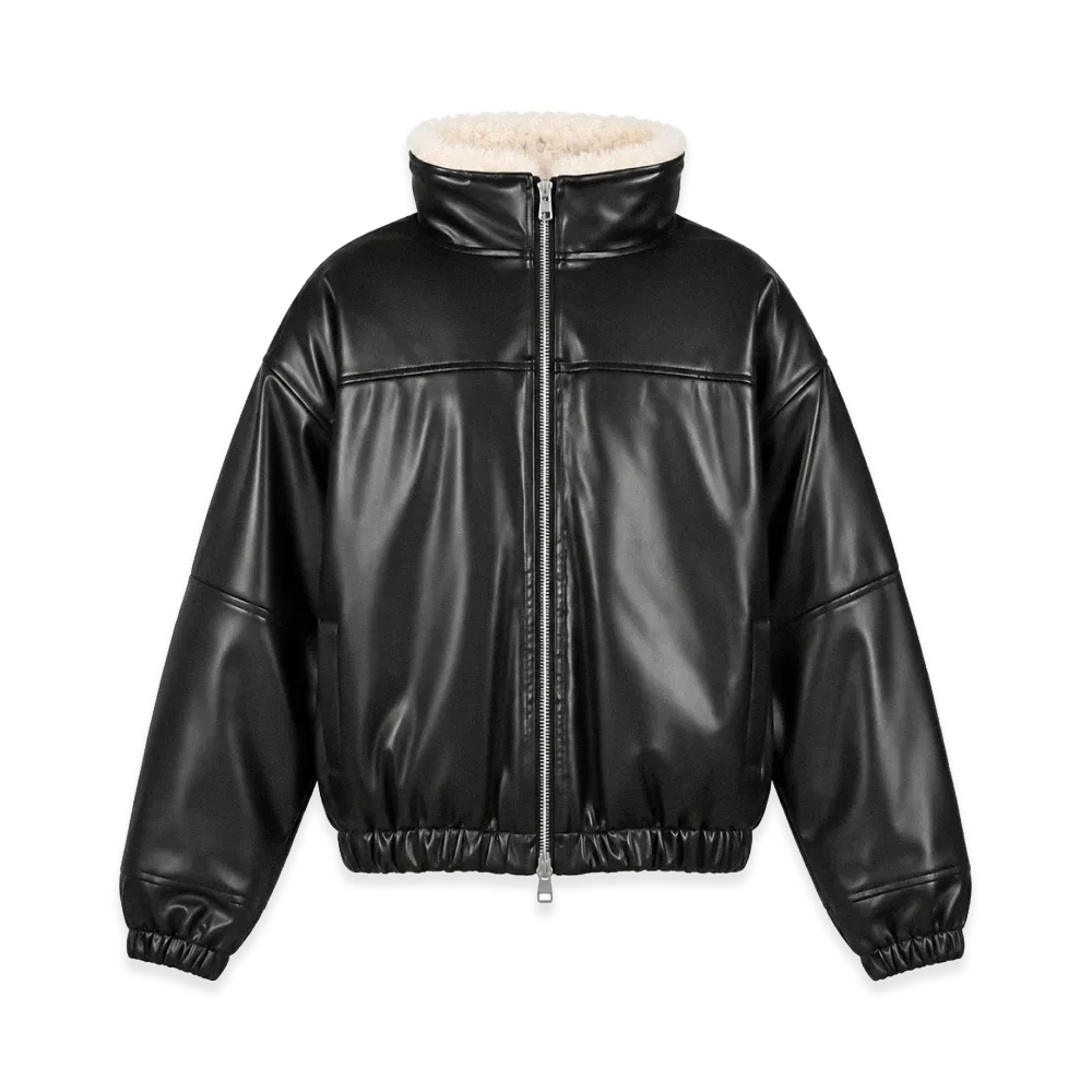 BREATH Faux Leather Mouton Jacket "Black"