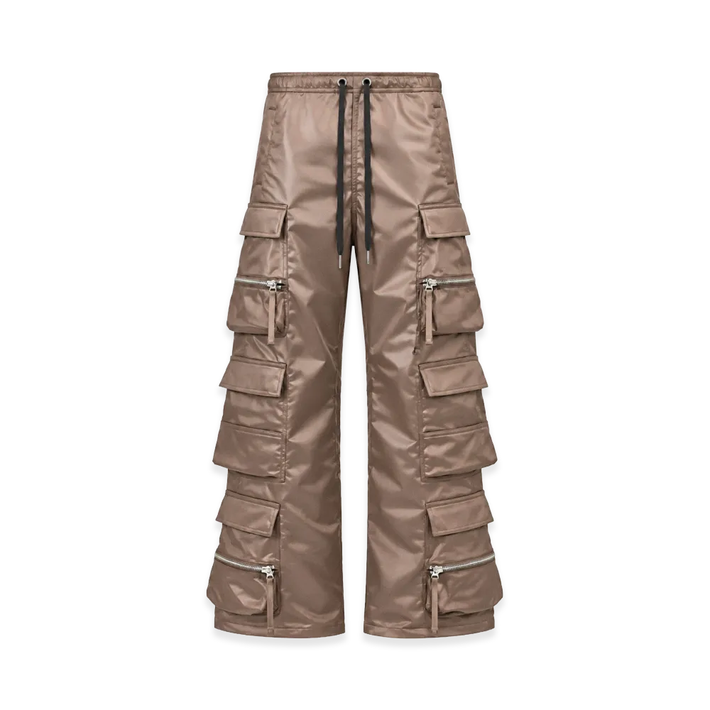 BREATH Satin Triple Cargo Pants "Brown"