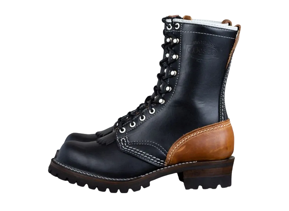 WESCO Jobmaster "Black" Black Tie & British Tan Vibram #100 10 Height Bubble Toe BTBRIT210LL100 E