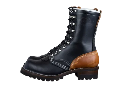 WESCO Jobmaster "Black" Black Tie & British Tan Vibram #100 10 Height Bubble Toe BTBRIT210LL100 E