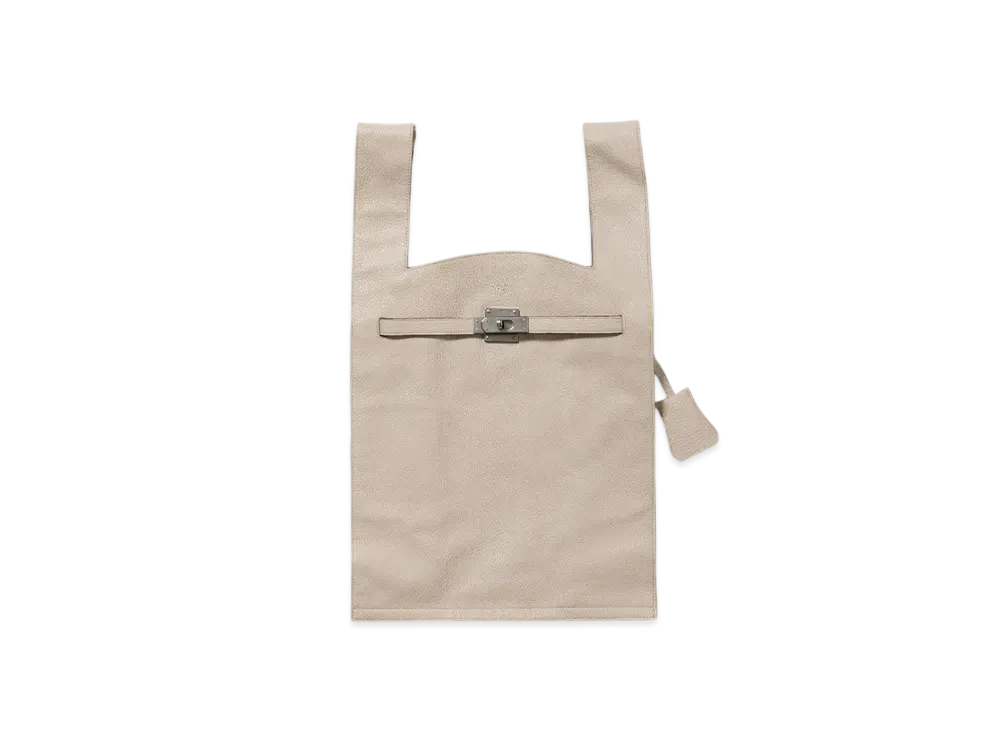 beautiful people Large Market Bag In Shrink Leather "Ecru"