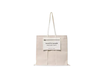 beautiful people Lining Logo Pocket Tote Bag "Ecru"