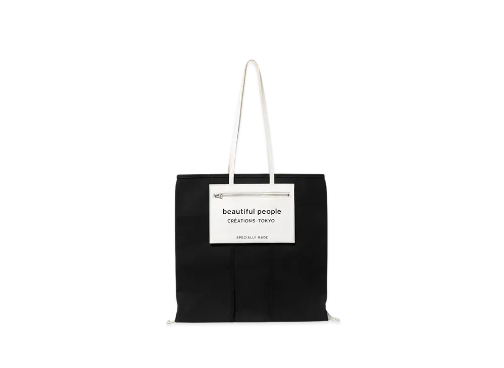 beautiful people Lining Logo Pocket Tote Bag "Black"