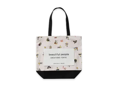beautiful people Holiday Santa Name Tag Tote "Ecru"