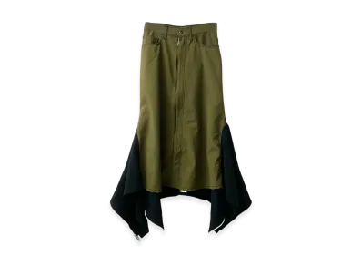 beautiful people Double-End Tropical Wool Flare Skirt "Olive/Black"