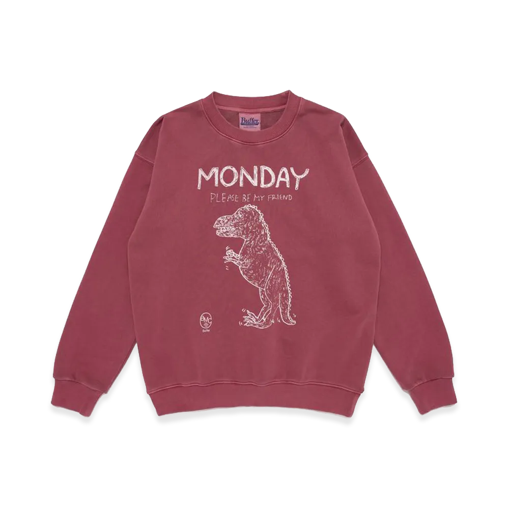 Buffer Crew Neck Sweat Shirt Monday Blue Club "Burgundy"
