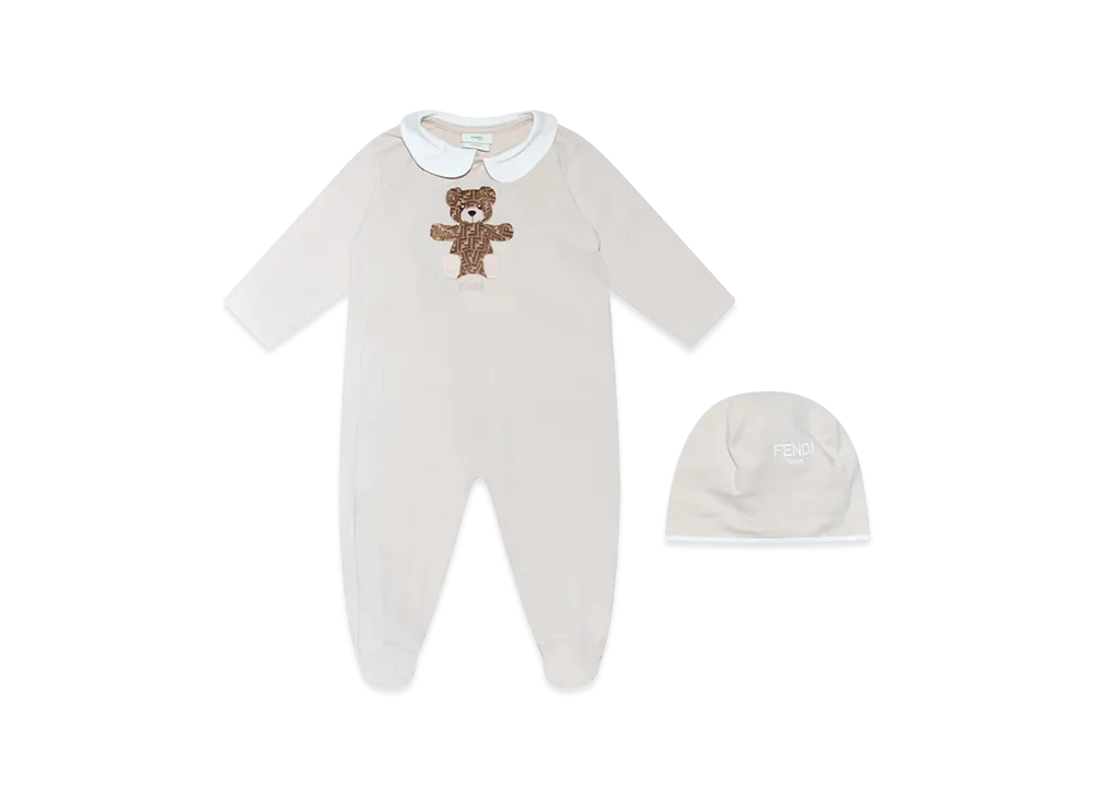 FENDI Kids Teddy Bear Dresses With Hat "Beige"