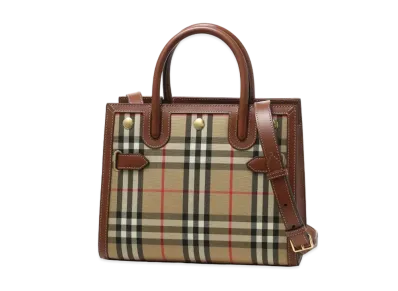 Burberry Title Leather / Canvas 2Way Bag "Plaid"