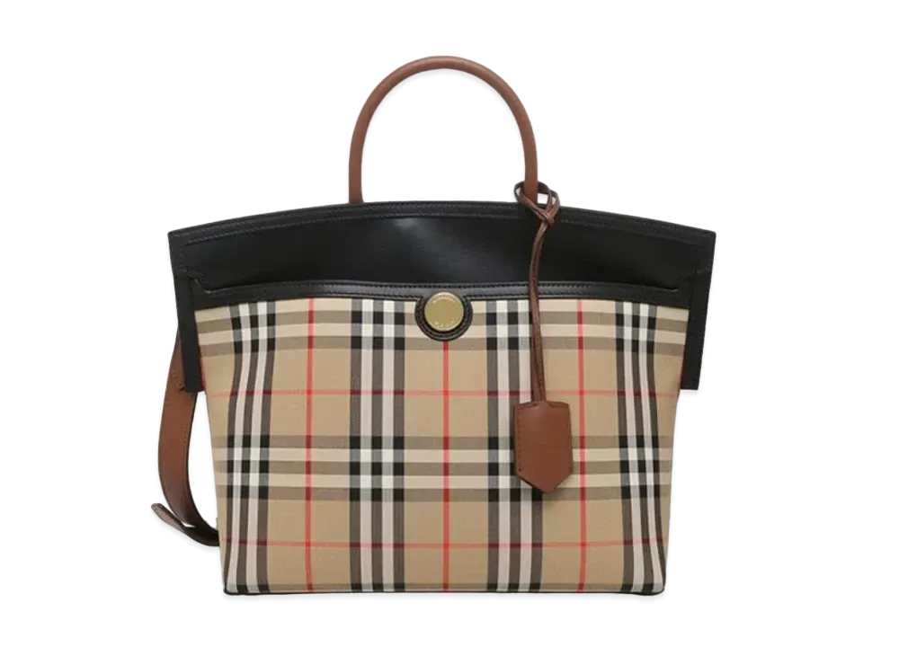 Burberry Society Leather / Canvas 2Way Bag "Plaid"