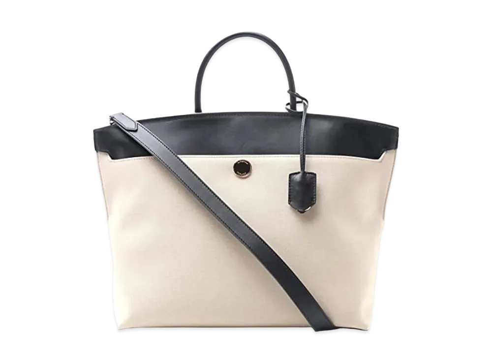 Burberry Society Leather / Canvas 2Way Bag "Beige"