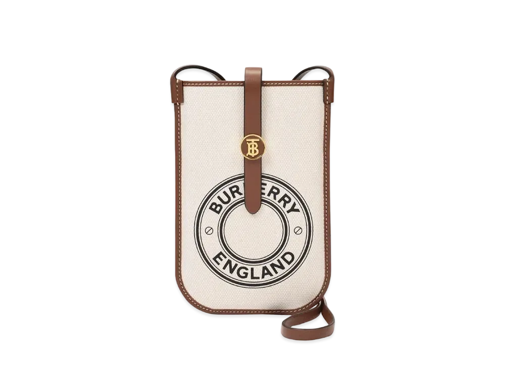 Burberry Anne Canvas Phone Case Shoulder Bag "Black / Beige"