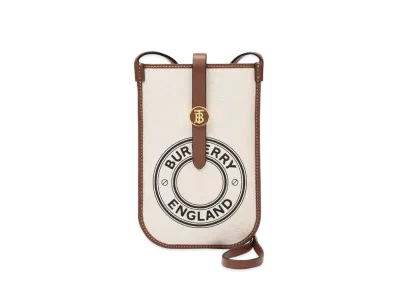 Burberry Anne Canvas Phone Case Shoulder Bag "Black / Beige"