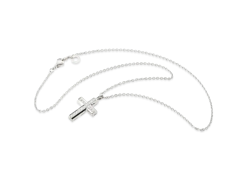 BVLGARI Latin Cross Diamond Necklace "White Gold"