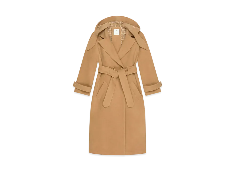 GIVENCHY Trench-Coat In Double Face Wool With Removable Hood "Camel/Natural"
