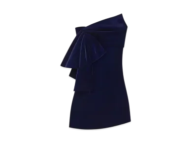 GIVENCHY Bustier Dress In Velvet With Oversized Bow "Dark Navy"