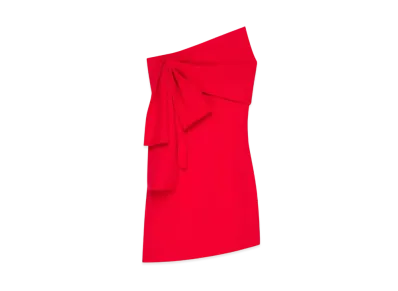 GIVENCHY Bustier Dress In Stretch With Oversized Bow "Vermillon/Red"