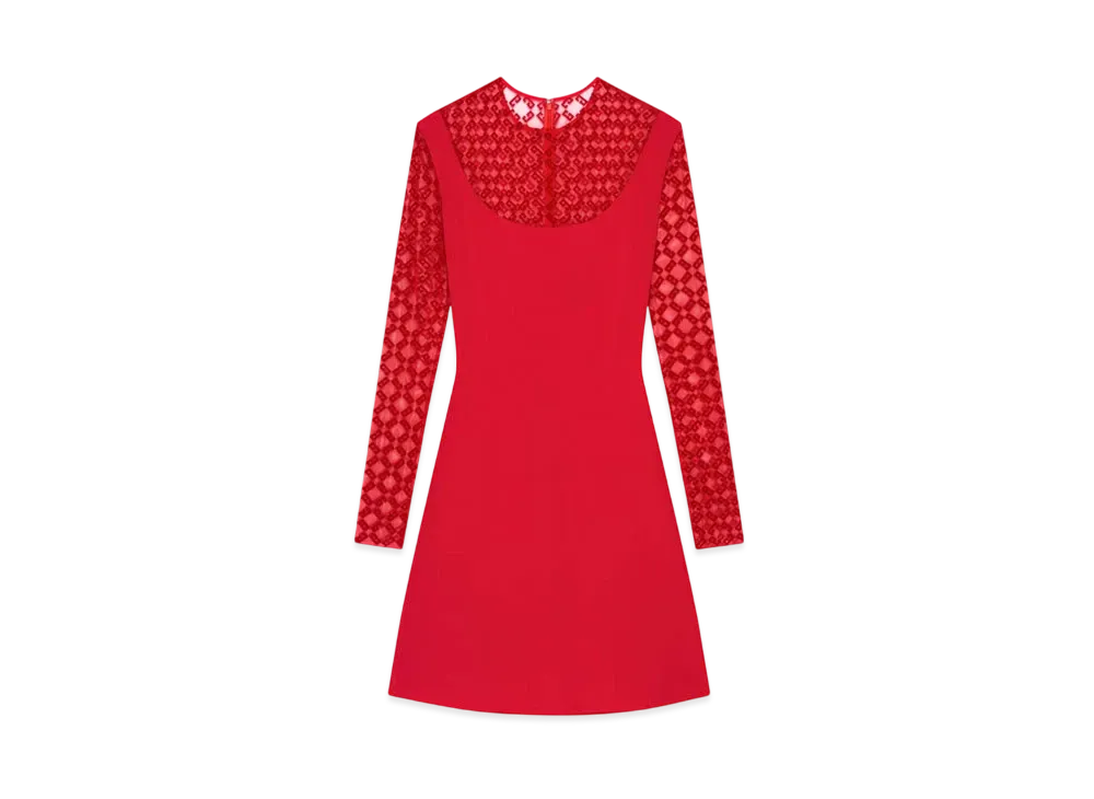 GIVENCHY Dress In Jersey and Monogram 72 Tulle "Red"