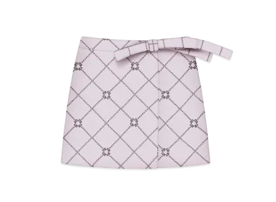 GIVENCHY Mini Checked Skirt In Wool With Monogram 72 "Pink/Gray"