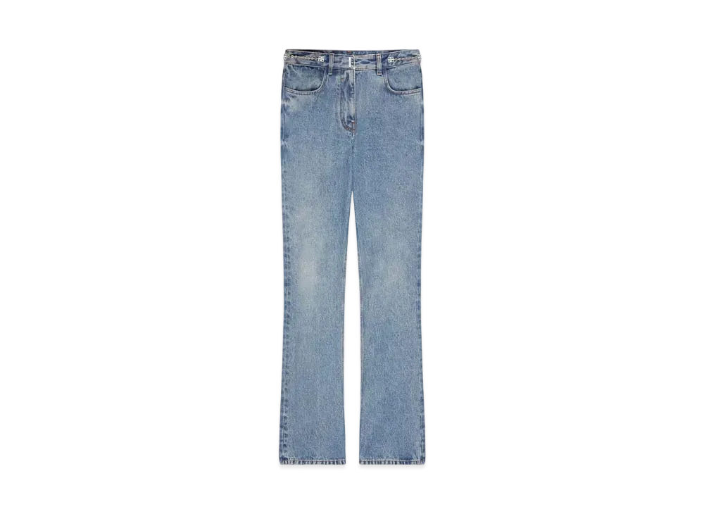 GIVENCHY Boot cut Pants In Denim With Chain Details "Medium Blue"