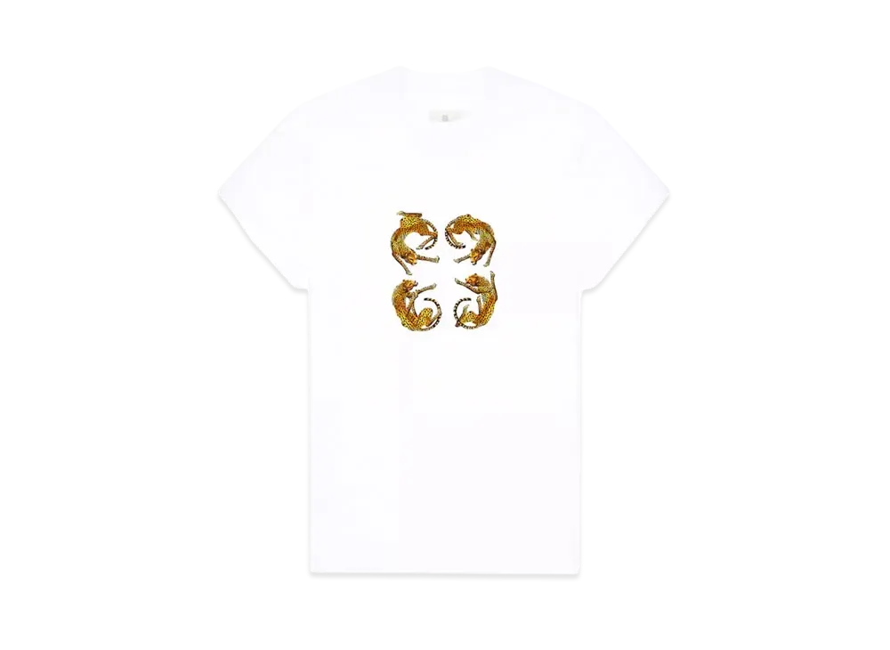 GIVENCHY T-Shirt In Cotton With 4G Leopard Print "White"