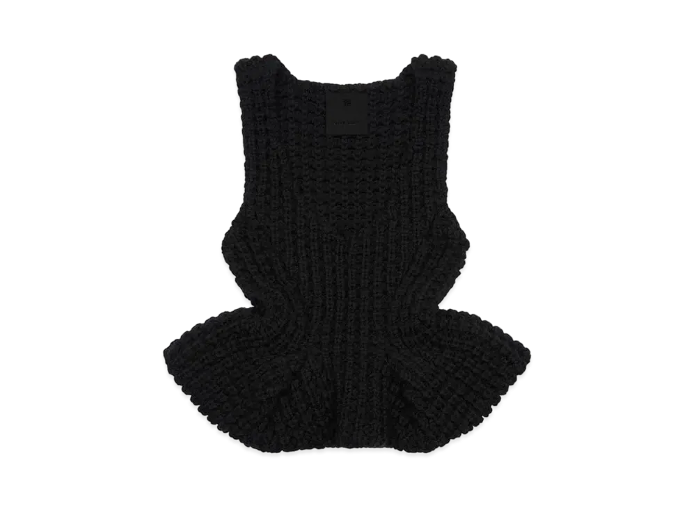 GIVENCHY Slim Fit Peplum Top In Waffle Wool "Black"
