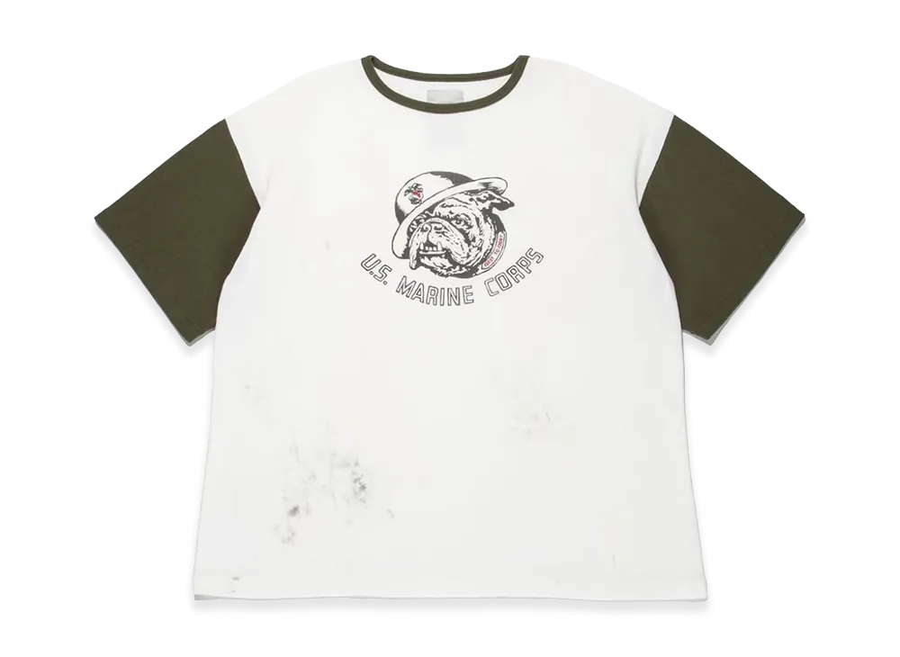 BOW WOW USMC Bulldog Ribbed SS CS Aging "White/Olive"