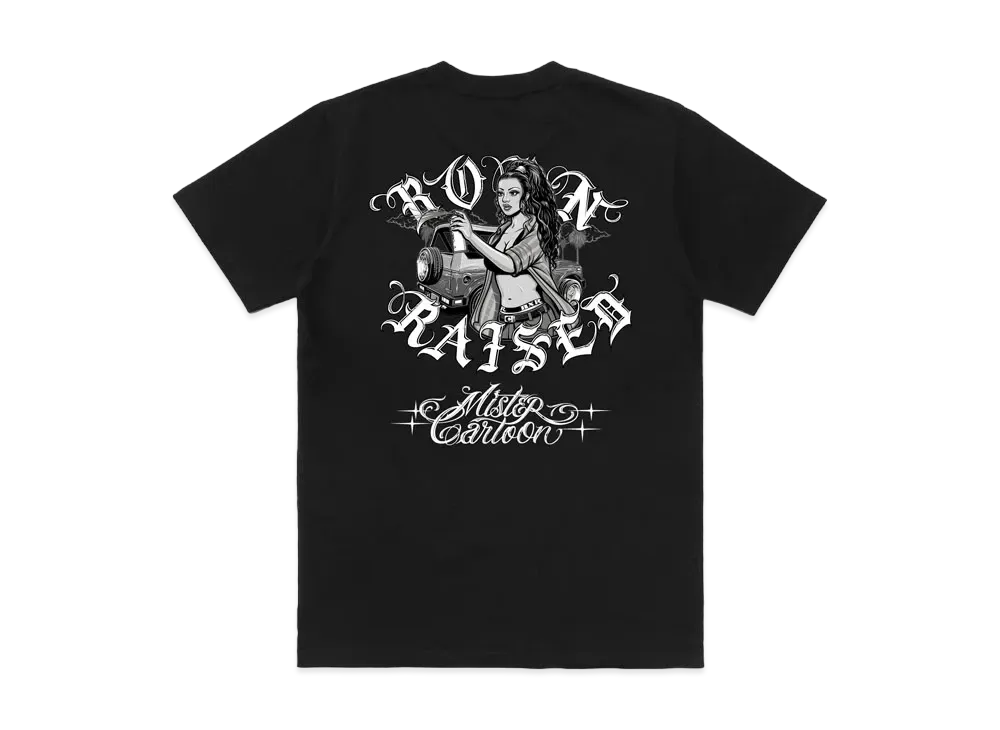 【美品】BORN X RAISED ブラック　XL ホームガールカートゥーン Born x Raised x Mister Cartoon Homegirl Rocker Tee 