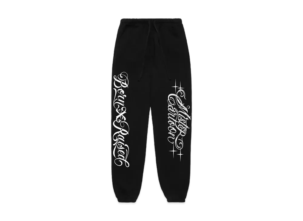Born x Raised x Mister Cartoon Script Sweatpants "Black"