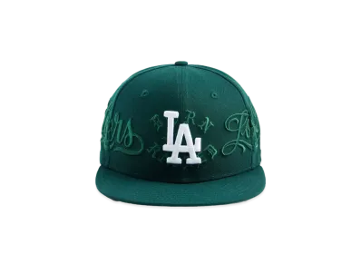 Born x Raised x Mister Cartoon x Dodgers Wrap Around Script Fitted "Dark Green"