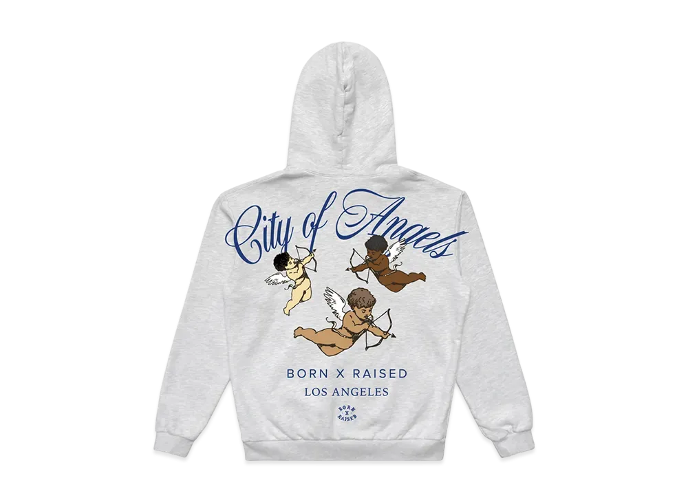 BORN X RAISED x NEW ERA x Dodgers City Of Angels Hoodie "Heather Grey"