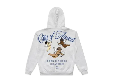 BORN X RAISED x NEW ERA x Dodgers City Of Angels Hoodie "Heather Grey"