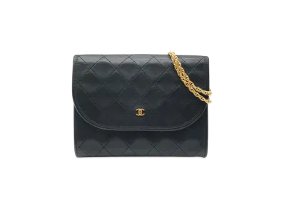 CHANEL Matelasse Mini Chain Shoulder Bag Lamb Skin "Black"