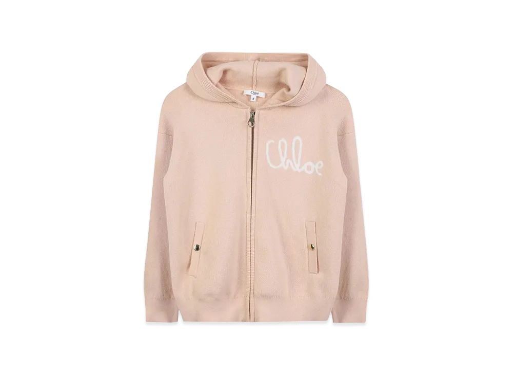 Chloe Kids Wool Hoodie With Logo "Pink"