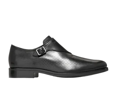 COLE HAAN Washington Grand Laser Single Monk Strap "Black/Black" C38366 Medium