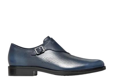 COLE HAAN Washington Grand Laser Single Monk Strap "Navy Blazer Reverse/Black" C38667 Medium