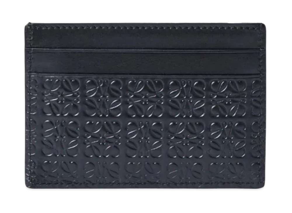 LOEWE Repeat Plain Card Holder Emboss Silk Calf "Black"