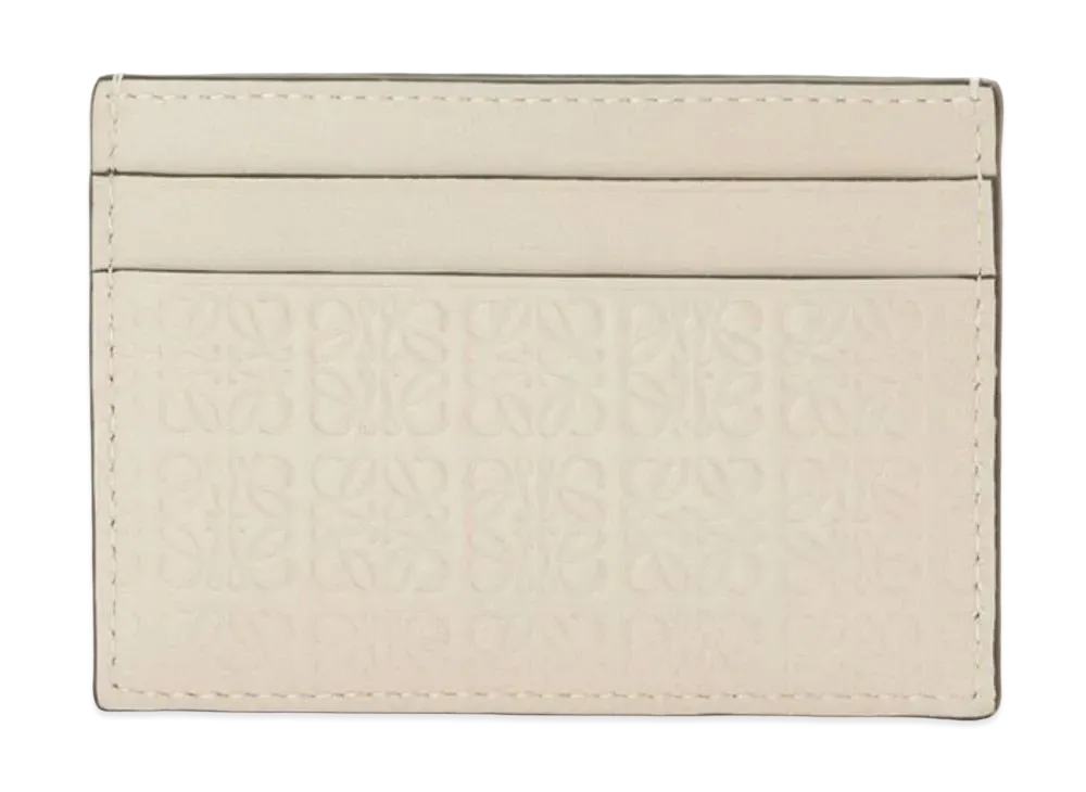 LOEWE Repeat Plain Card Holder Emboss Silk Calf "Light Oats"